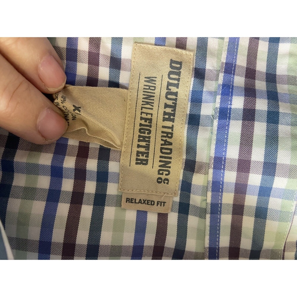 Duluth Trading Co Wrinklefighter Mens XL Relaxed Fit Plaid Button Down Shirt - Picture 9 of 11